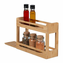 Relaxdays - tagère à épices, 2 niveaux, rangement condiments, 21,5 x 30,5 x 10,5 cm, extensible, bambou, nature