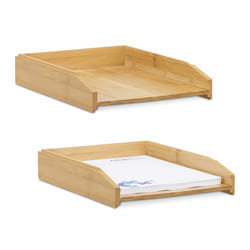 Relaxdays - Lot de 2 range-documents, en bambou, format A4, supports empilables, pour bureau, nature