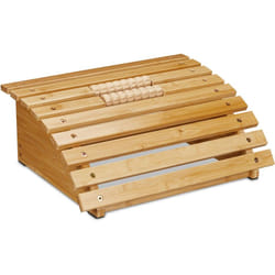 Repose-pieds pour le bureau, avec rouleaux, ergonomique, massant et relaxant, en bambou, nature - Relaxdays