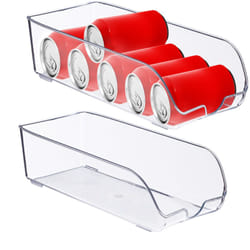 Relaxdays - Rangement frigo, lot de 2, organisateur cuisine, aliments, hlp 10 x 16 x 35 cm, boîte avec poignée, bac, transparent
