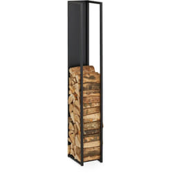 Relaxdays - Rangement pour bois de cheminée, métal, support haut, pour bûches, empilage, HxLxP : 157x23,5x30 cm, noir