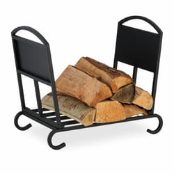 Relaxdays - Corbeille à bûches, métal, panier pliable bois, HxLxP : 44x52x31 cm, accessoire cheminée pour intérieur, noir