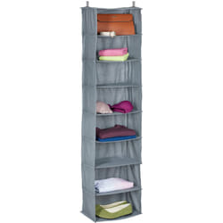 Relaxdays - tagère suspendue, 8 compartiments, en tissu, h x l x p : 140 x 36 x 20 cm, pour camping, grise