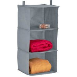 Relaxdays - tagère suspendue, 3 compartiments, en tissu, h x l x p : 70 x 30 x 30 cm, pour le camping, grise