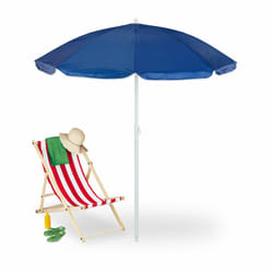 Parasol, diamètre 160 cm, inclinable, hauteur réglable, protection uv, sac de transport, plage & balcon, bleu - Relaxdays
