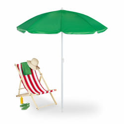 Parasol, diamètre 160 cm, inclinable, hauteur réglable, protection uv, sac de transport, plage & balcon, vert - Relaxdays