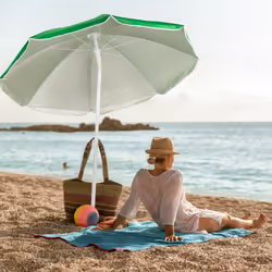 Parasol, diamètre 160 cm, inclinable, hauteur réglable, protection uv, sac de transport, plage & balcon, vert - Relaxdays