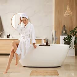 Relaxdays tapis de bain en bambou, 60x40 cm, caillebotis pour sauna, douche, piscine, antidérapant, pliable, nature