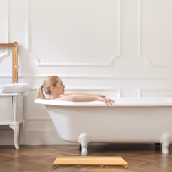 Relaxdays - tapis de bain en bambou, 54x36 cm, caillebotis pour sauna, douche, intérieur & extérieur, antidérapant, nature