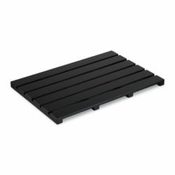Tapis de bain en bambou, 54x36 cm, antidérapant, caillebotis pour sauna, douche, intérieur & extérieur, noir - Relaxdays