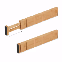 Séparateur pour le tiroir, 13 pièces, 4 séparateurs avec longueur réglable entre 34 et 43,5 cm, bambou, nature - Relaxdays - Vue supplémentaire 6
