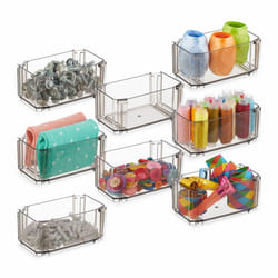 Organiseur de tiroir, lot de 8, pour vêtements, maquillage, etc, boîte de rangement, en plastique, marron - Relaxdays