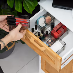 Organiseur de tiroir, lot de 8, pour vêtements, maquillage, etc, boîte de rangement, en plastique, marron - Relaxdays