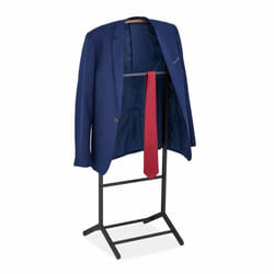 Valet de chambre, pour vestes et pantalons, mdf et acier, h x l x p : 118 x 47 x 40 cm, noir et marron - Relaxdays