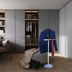 Valet de chambre, pour vestes et pantalons, mdf et acier, h x l x p : 120 x 45 x 28 cm, argenté et marron - Relaxdays