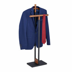 Valet de chambre, pour vestes et pantalons, acier et bois, non fixe, HxLxP : 112 x 47 x 20 cm, noir et marron - Relaxdays