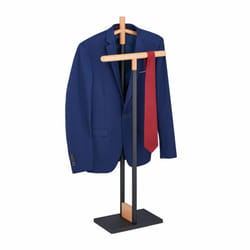 Valet de chambre, pour vestes et pantalons, acier et bois, non fixe, HxLxP : 112 x 47 x 20 cm, noir et nature - Relaxdays