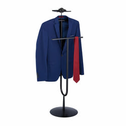 Relaxdays Valet de chambre, pour vestes et pantalons, en acier, avec tablette pour la montre, HLP : 121x45x33,5 cm, noir
