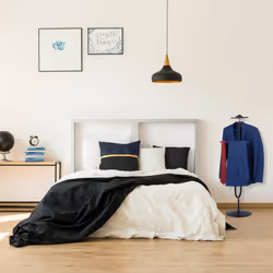 Relaxdays Valet de chambre, pour vestes et pantalons, en acier, avec tablette pour la montre, HLP : 121x45x33,5 cm, noir