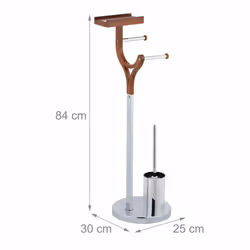 Relaxdays - Serviteur wc non fixe, brosse, porte-brosse, étagère, h x l x p : 84 x 25 x 30 cm, argenté et marron - Vue supplémentaire 4