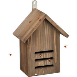 Hôtel à insectes, en bois non traité, pour coccinelles, à suspendre, h x l x p : 22 x 17 x 10 cm, marron - Relaxdays