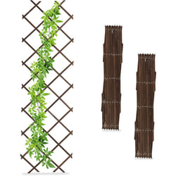 Relaxdays Tuteur à tomates en lot de 3, extensible, pour plantes grimpantes, 180 x 60 cm, pour jardin, balcon, marron