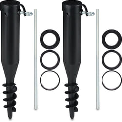 Relaxdays - Douille de sol en lot de 2, pied de parasol à visser, adaptateurs 40-52 mm, plastique, vis de terre, noir