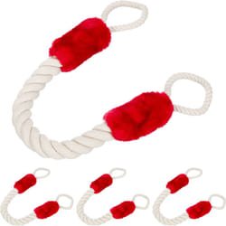 Relaxdays - Butoir de porte, lot de 4, arrêt, sécurité, 60cm, anti-pincement pour enfants & animaux, crème, rouge