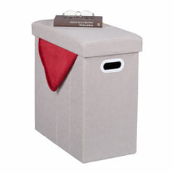 Tabouret de rangement, rembourré, pouf pliable, salon, entrée, HxLxP : 49 x 48,5 x 27 cm, beige - Relaxdays