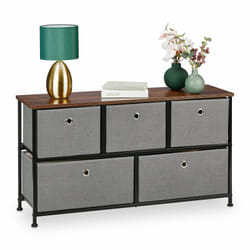 Commode à 5 tiroirs, hlp : 54,5 x 100 x 30 cm, meuble de rangement, style industriel, buffet, gris/marron - Relaxdays