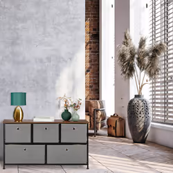 Commode à 5 tiroirs, hlp : 54,5 x 100 x 30 cm, meuble de rangement, style industriel, buffet, gris/marron - Relaxdays