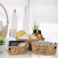 3 corbeilles à fruits ou pains, trois différentes tailles, design ovale, en eichhornia, natures - Relaxdays
