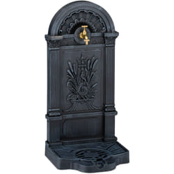Relaxdays - Fontaine extérieure de jardin, design nostalgique, robinet et bac, à poser, HxLxP : 82,5 x 32 x 33 cm, gris