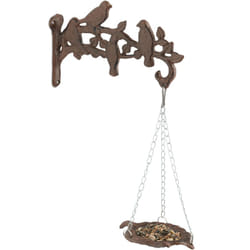 Relaxdays - Bain d'oiseaux, conception en fonte de fer, fixation murale, h x l x p : 42 x 25 x 10,5 cm, marron