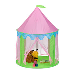 Relaxdays - Tente pour enfants, 4 entrées h x d : env. 135 x 102 cm, pour intérieur et extérieur, vert et rose