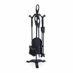 Relaxdays - 5 pièces pour cheminée, tisonnier, pelle, balai, pince & serviteur, accessoires poêle à bois, noir