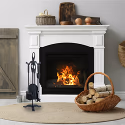 Relaxdays - 5 pièces pour cheminée, tisonnier, pelle, balai, pince & serviteur, accessoires poêle à bois, noir