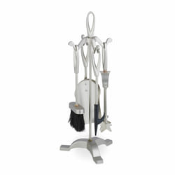 Relaxdays - Serviteur de cheminée, 5 pièces, tisonnier, pelle, balai, pince & serviteur, accessoire poêle, fer, argenté