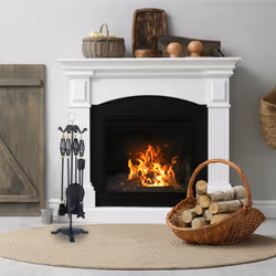 Relaxdays - 5 pièces pour la cheminée, pelle, balai, pince & serviteur, fer, accessoires poêle à bois, noir - doré