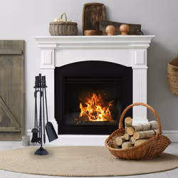 Relaxdays - Couverts de cheminée, lot de 5 pièces, tisonnier, pelle & balai à cendres, pince, serviteur, pour poêle, noir