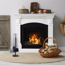 Relaxdays - Couverts de cheminée, lot de 4 pièces, tisonnier, pelle & balai à cendres, serviteur, pour poêle, noir