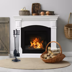 Relaxdays - Couverts de cheminée, lot de 5 pièces, tisonnier, pelle, balai à cendres, pince, serviteur, poêle bois, noir