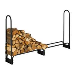 Relaxdays - Porte-bûches, HxLxP : 111x201x29 cm, rangement intérieur & extérieur, bûches à partir de 25 cm, métal, noir