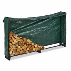 Relaxdays - Range-bûches avec protection, pour bûches à partir de 25 cm, support en fer, HxLxP: 110x200x29 cm, noir - vert