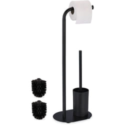 Relaxdays - Serviteur wc, HxLxP : 64,5x23x17 cm, dérouleur non fixe, brosse avec support, fer, noir