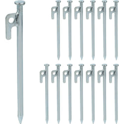 Relaxdays - Lot de 14 piquets de fixation, pour sols durs, 20 cm, acier, sardines robustes pour le camping, argenté