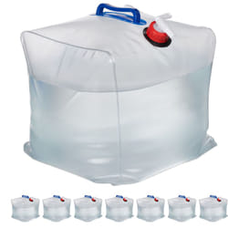 Relaxdays - Bidons d'eau en lot de 8, 20 l, pliant, robinet, poignées, jerrycan, Plastique sans bpa, transparent