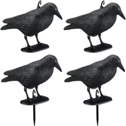 Relaxdays corbeau anti-pigeon, lot de 4, à poser et suspendre, effaroucheur oiseaux, pour jardin et balcon, noir