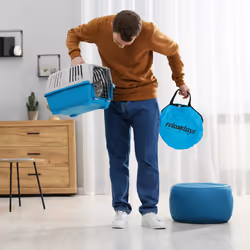 Relaxdays Tunnel pliable pour chat, LxD : env. 115 x 25 cm, avec 2 trous, sac de transport, jouet interactif, coloré
