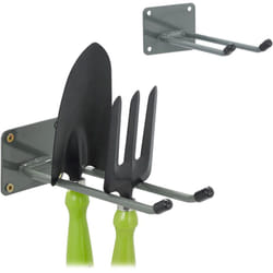 Relaxdays - Support mural, lot de 2, 24 cm de long, double crochet pour mur, porte-outils garage, atelier & cave, acier, anthracite